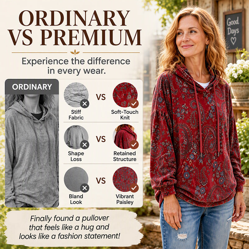 🌷Women's Paisley Print Drawstring Hoodie