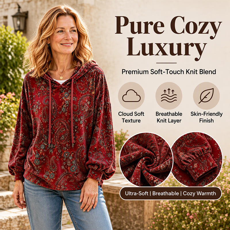 🌷Women's Paisley Print Drawstring Hoodie