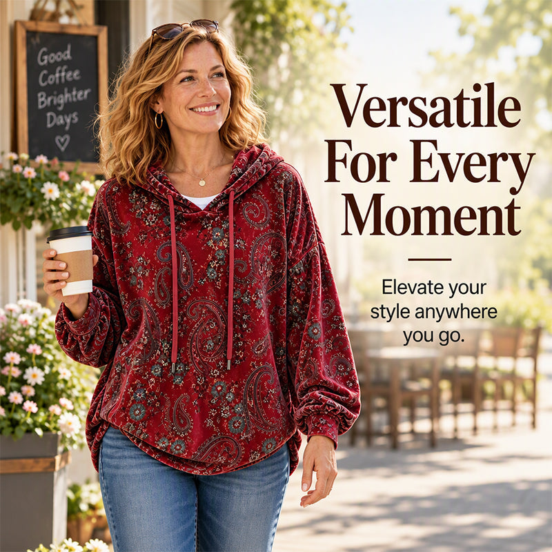 🌷Women's Paisley Print Drawstring Hoodie