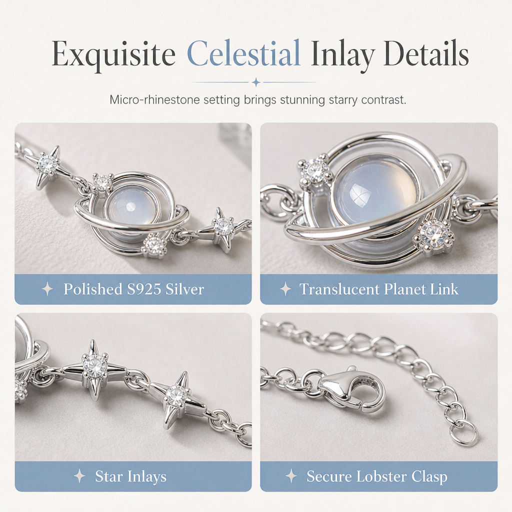 ⏳Limited-time 50% off⏰925 Silver Planet & Star Necklace — Elegant Celestial Jewelry Gift for You & Best Friend🪐✨