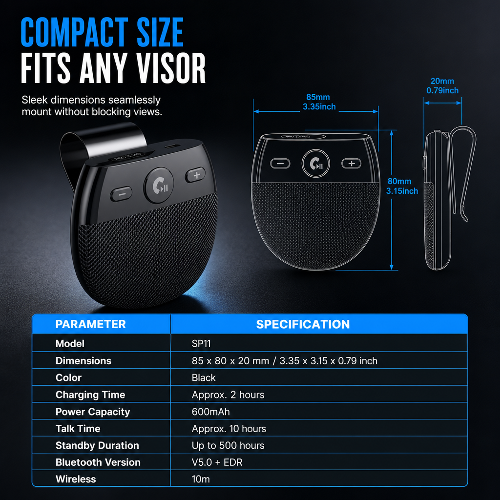 ✨HOT SALE 💕50% OFF🚗 SP11 Bluetooth Sun Visor Speakerphone
