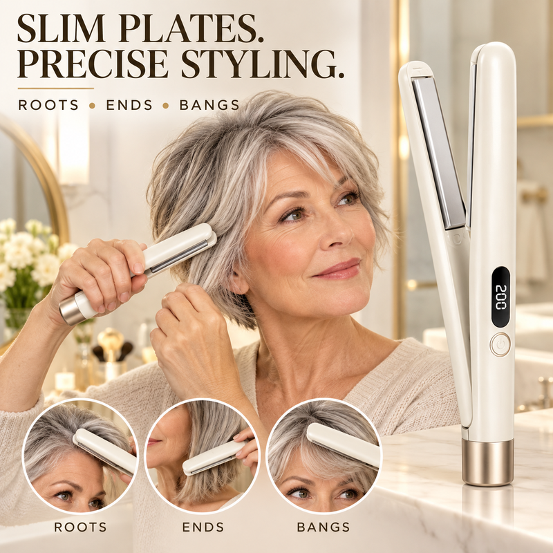 🔥Hot Sale 50% OFF🌷2 in 1 Hair Straightener and Curler Flat Iron Dormitory Friendly Dual Use Hair Styling Tool for Bangs Straightening and Curling