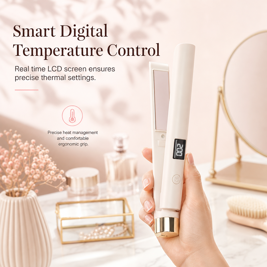 🔥Hot Sale 50% OFF🌷2 in 1 Hair Straightener and Curler Flat Iron Dormitory Friendly Dual Use Hair Styling Tool for Bangs Straightening and Curling