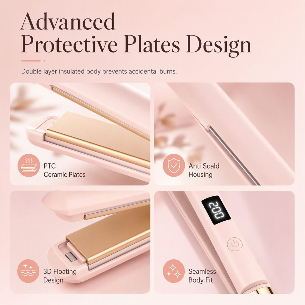 🔥Hot Sale 50% OFF🌷2 in 1 Hair Straightener and Curler Flat Iron Dormitory Friendly Dual Use Hair Styling Tool for Bangs Straightening and Curling