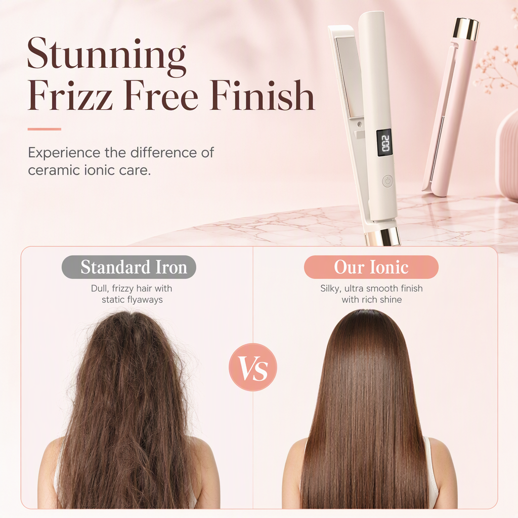 🔥Hot Sale 50% OFF🌷2 in 1 Hair Straightener and Curler Flat Iron Dormitory Friendly Dual Use Hair Styling Tool for Bangs Straightening and Curling