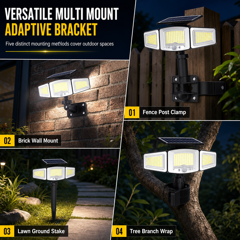 💡Solar 3-Head Motion Sensor Light