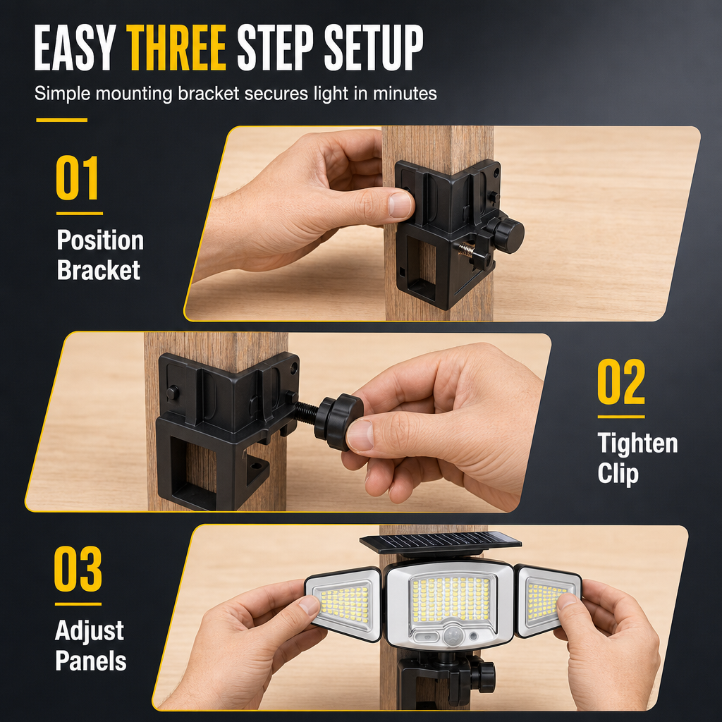 💡Solar 3-Head Motion Sensor Light