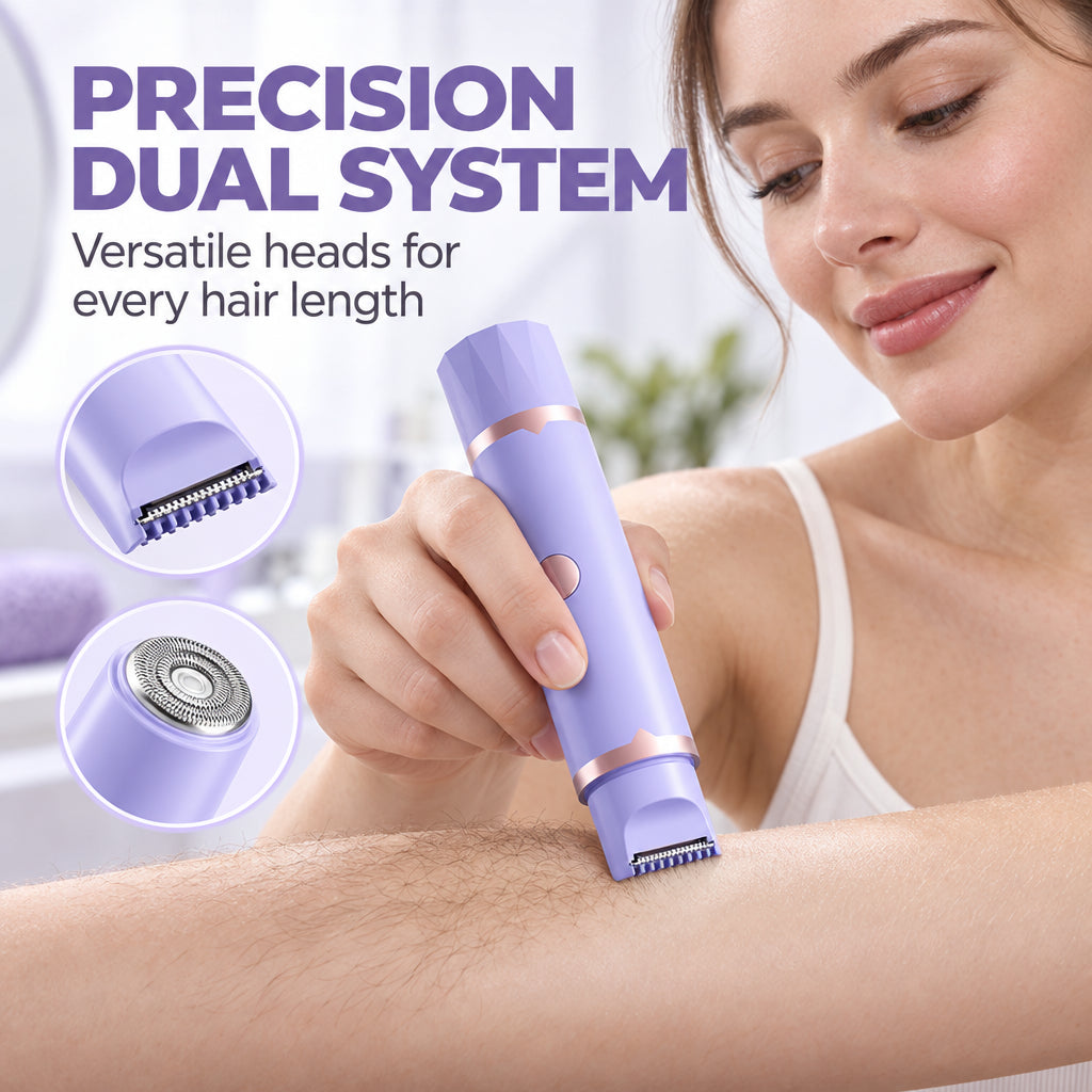 🌷Portable Electric Hair Remover – dual-head body & bikini trimmer, gentle foil mesh & sensitive-area guards
