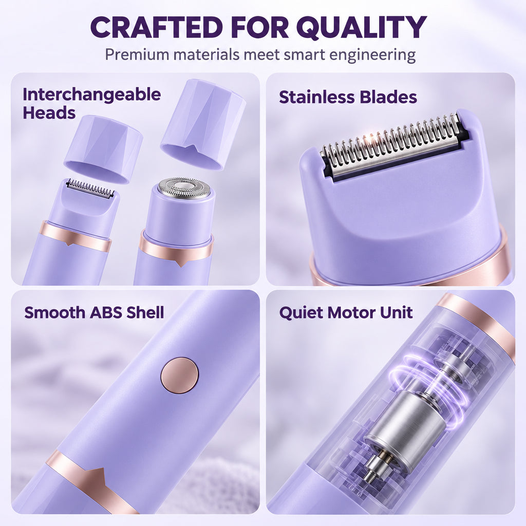 🌷Portable Electric Hair Remover – dual-head body & bikini trimmer, gentle foil mesh & sensitive-area guards