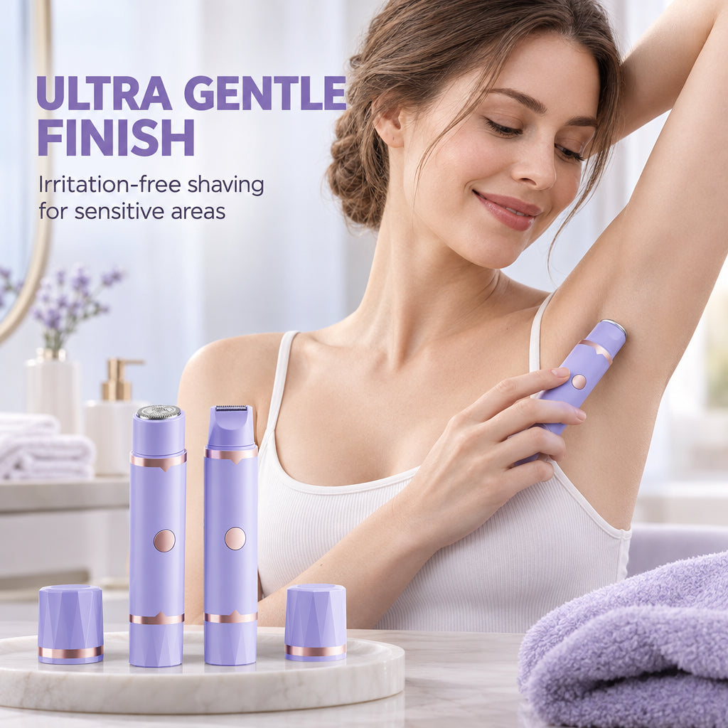 🌷Portable Electric Hair Remover – dual-head body & bikini trimmer, gentle foil mesh & sensitive-area guards