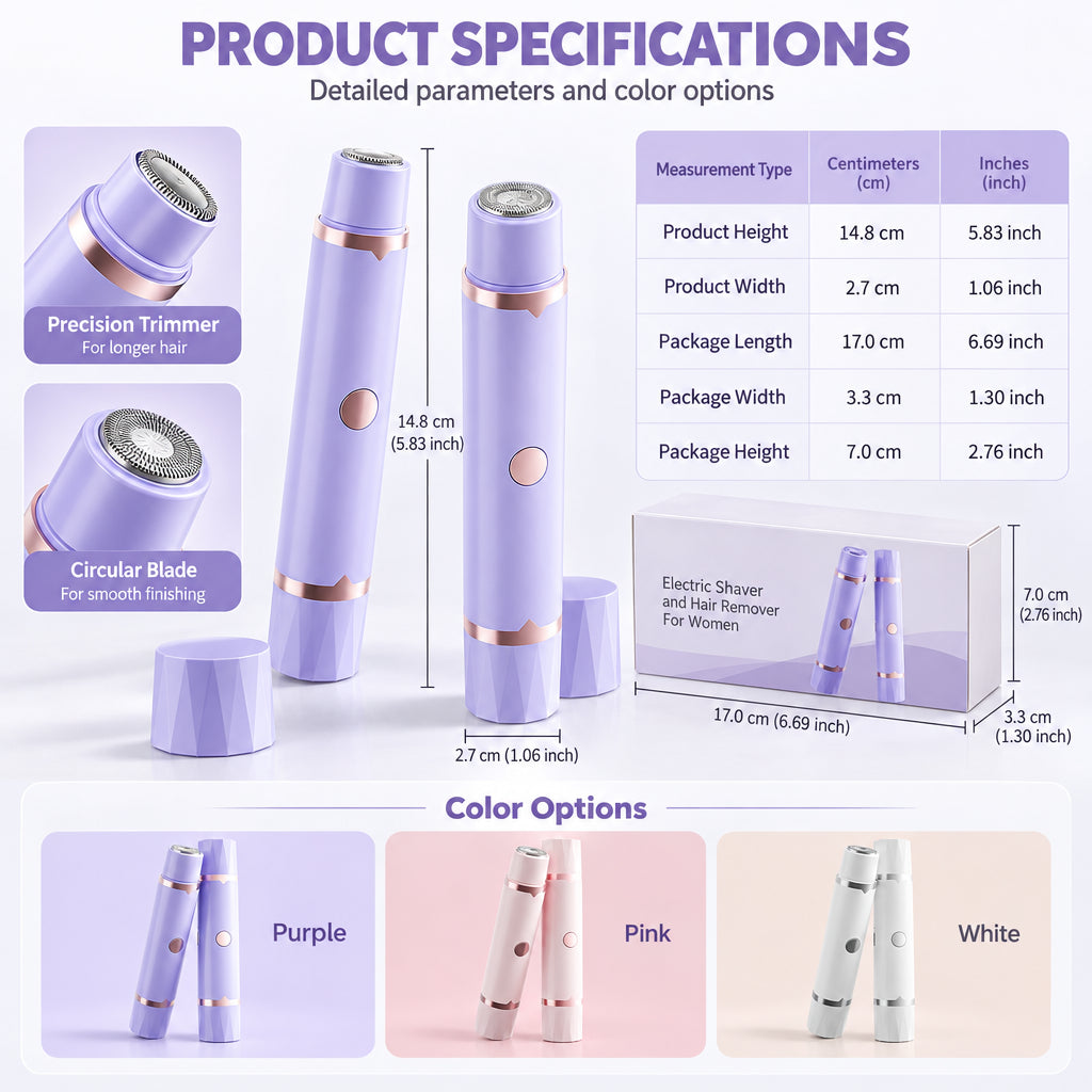 🌷Portable Electric Hair Remover – dual-head body & bikini trimmer, gentle foil mesh & sensitive-area guards