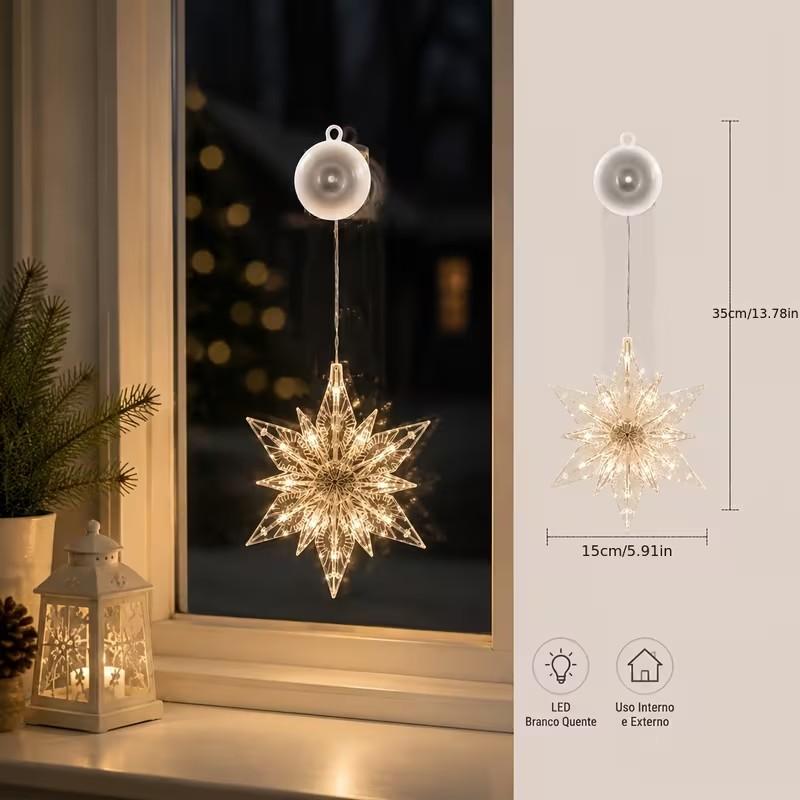 🎄 Last Day Special Price ❄️ DIY Christmas Snowflake Suction Cup LED Lights ✨ | Battery Operated, Warm & Multi-Colour, Window Suction Lights, Christmas Home & Party Decor