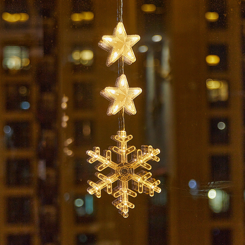🎄 Last Day Special Price ❄️ DIY Christmas Snowflake Suction Cup LED Lights ✨ | Battery Operated, Warm & Multi-Colour, Window Suction Lights, Christmas Home & Party Decor