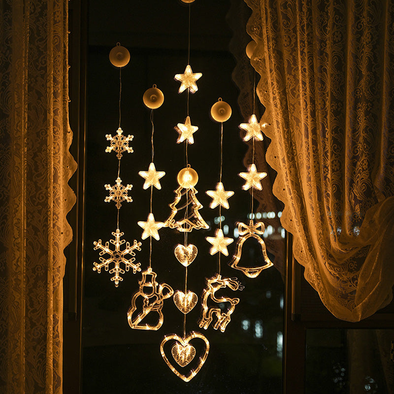 🎄 Last Day Special Price ❄️ DIY Christmas Snowflake Suction Cup LED Lights ✨ | Battery Operated, Warm & Multi-Colour, Window Suction Lights, Christmas Home & Party Decor