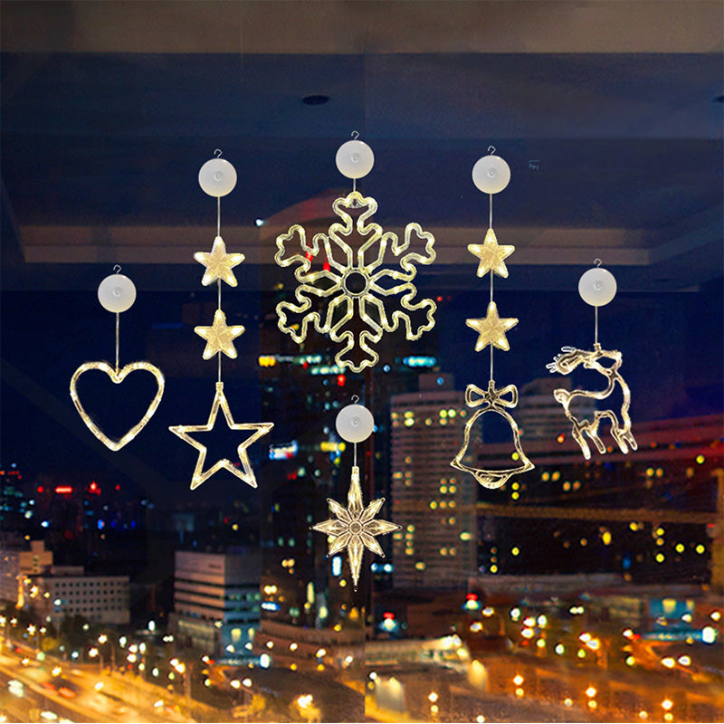 🎄 Last Day Special Price ❄️ DIY Christmas Snowflake Suction Cup LED Lights ✨ | Battery Operated, Warm & Multi-Colour, Window Suction Lights, Christmas Home & Party Decor