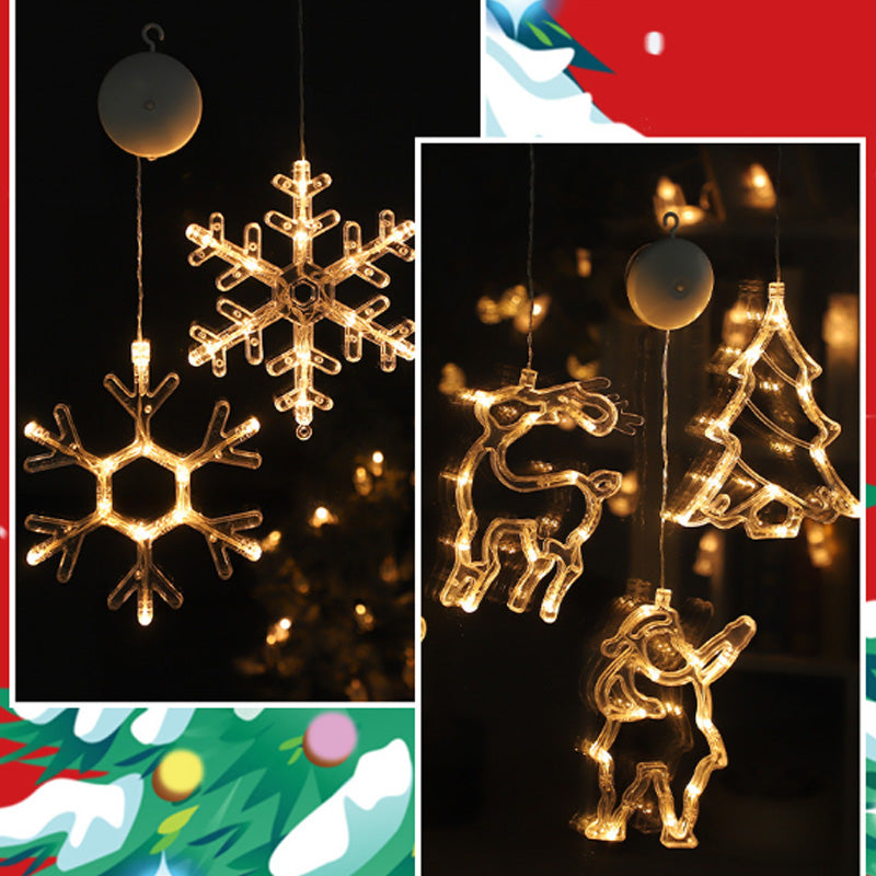 🎄 Last Day Special Price ❄️ DIY Christmas Snowflake Suction Cup LED Lights ✨ | Battery Operated, Warm & Multi-Colour, Window Suction Lights, Christmas Home & Party Decor
