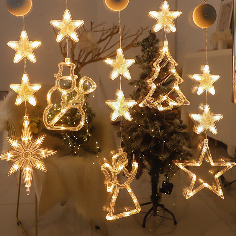 🎄 Last Day Special Price ❄️ DIY Christmas Snowflake Suction Cup LED Lights ✨ | Battery Operated, Warm & Multi-Colour, Window Suction Lights, Christmas Home & Party Decor